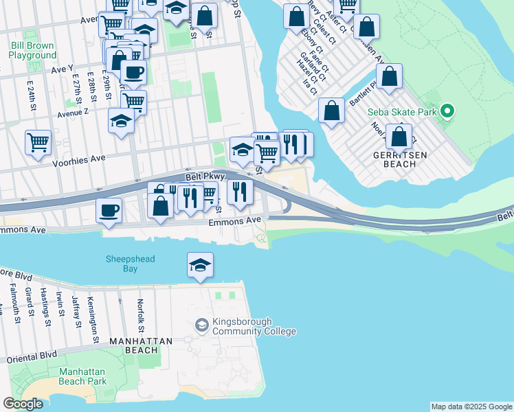 map of restaurants, bars, coffee shops, grocery stores, and more near in Brooklyn