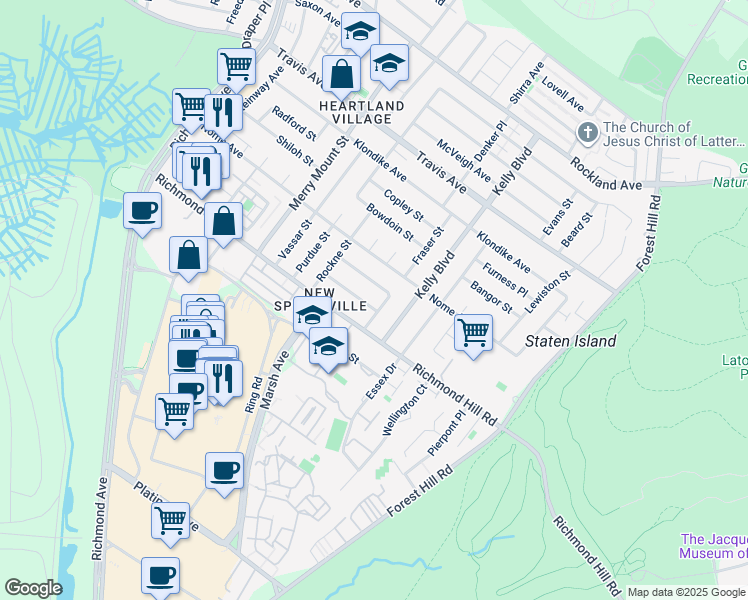 map of restaurants, bars, coffee shops, grocery stores, and more near 30 Elwood Avenue in Staten Island