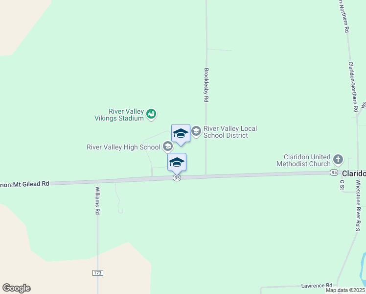 map of restaurants, bars, coffee shops, grocery stores, and more near 4334 Marion-Mt Gilead Road in Caledonia