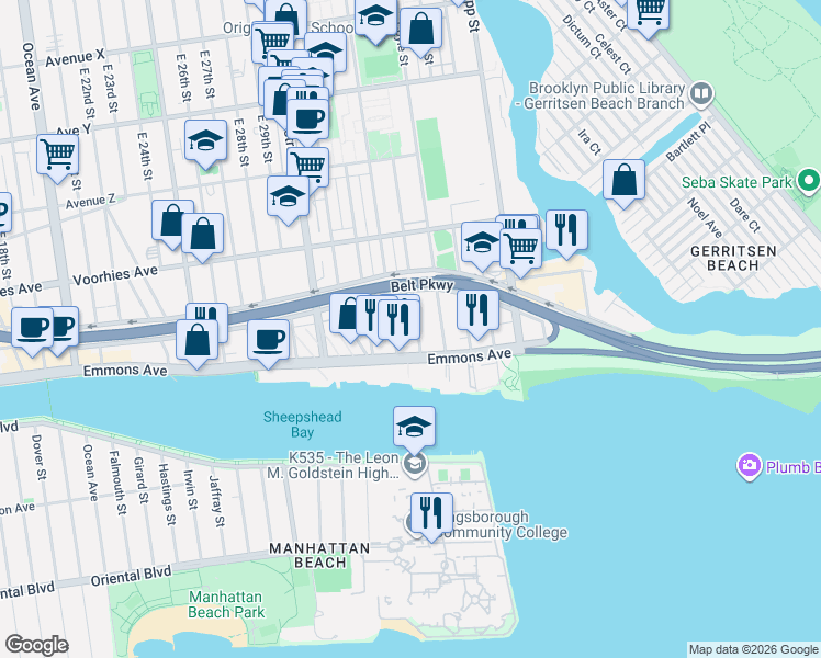 map of restaurants, bars, coffee shops, grocery stores, and more near in Brooklyn