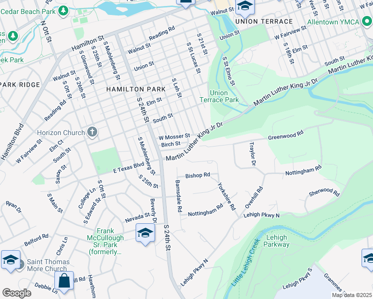 map of restaurants, bars, coffee shops, grocery stores, and more near 2316 Fox Meadow Drive in Allentown