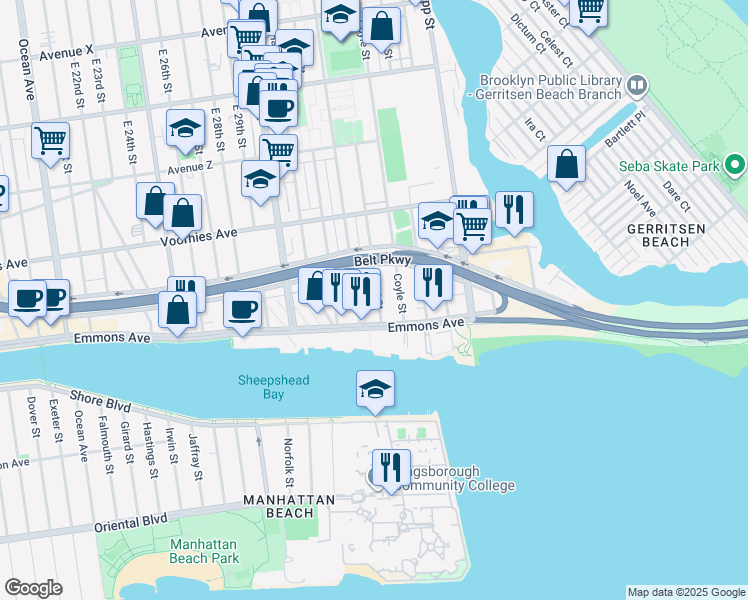 map of restaurants, bars, coffee shops, grocery stores, and more near in Brooklyn