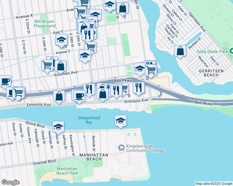 map of restaurants, bars, coffee shops, grocery stores, and more near in Brooklyn