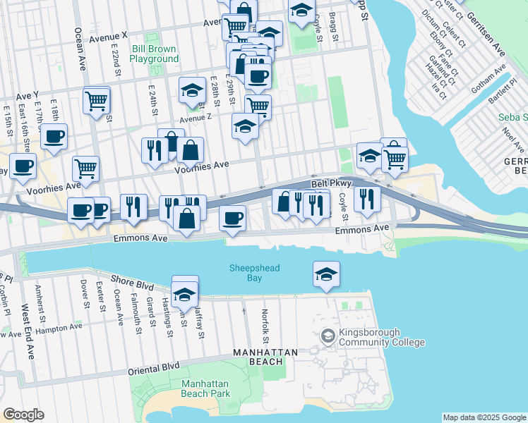 map of restaurants, bars, coffee shops, grocery stores, and more near in Brooklyn