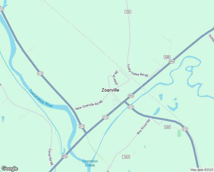 map of restaurants, bars, coffee shops, grocery stores, and more near 7414 Main Street Northeast in Zoarville