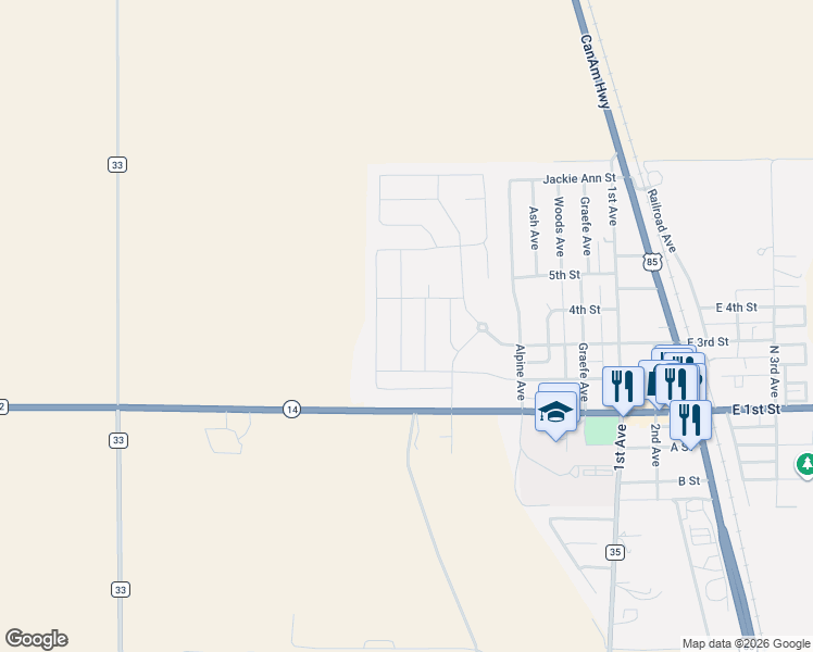 map of restaurants, bars, coffee shops, grocery stores, and more near 324 Gila Trail in Ault
