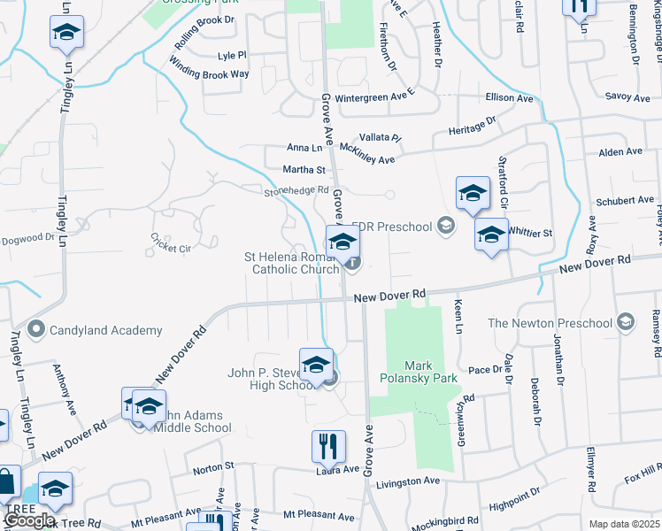 map of restaurants, bars, coffee shops, grocery stores, and more near 2203 Deerfield Drive in Edison