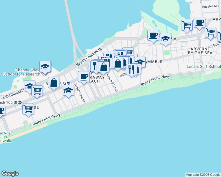 map of restaurants, bars, coffee shops, grocery stores, and more near 90-17 Holland Avenue in Queens