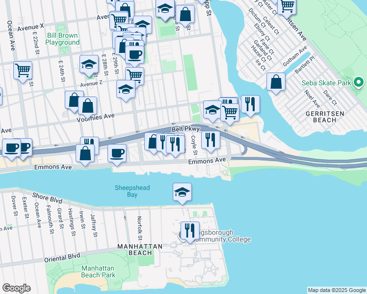 map of restaurants, bars, coffee shops, grocery stores, and more near in Brooklyn