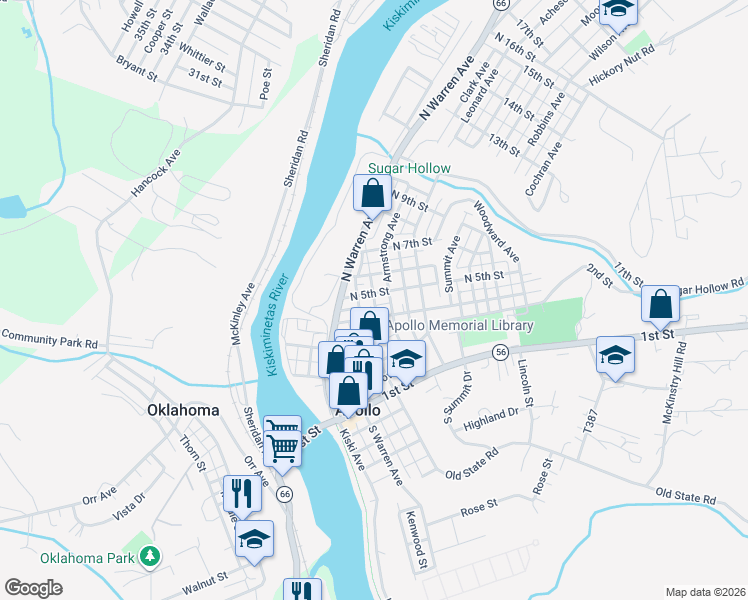 map of restaurants, bars, coffee shops, grocery stores, and more near 381 Wilson Way in Apollo