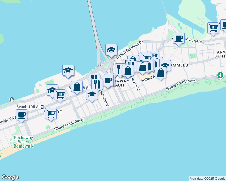 map of restaurants, bars, coffee shops, grocery stores, and more near in Queens