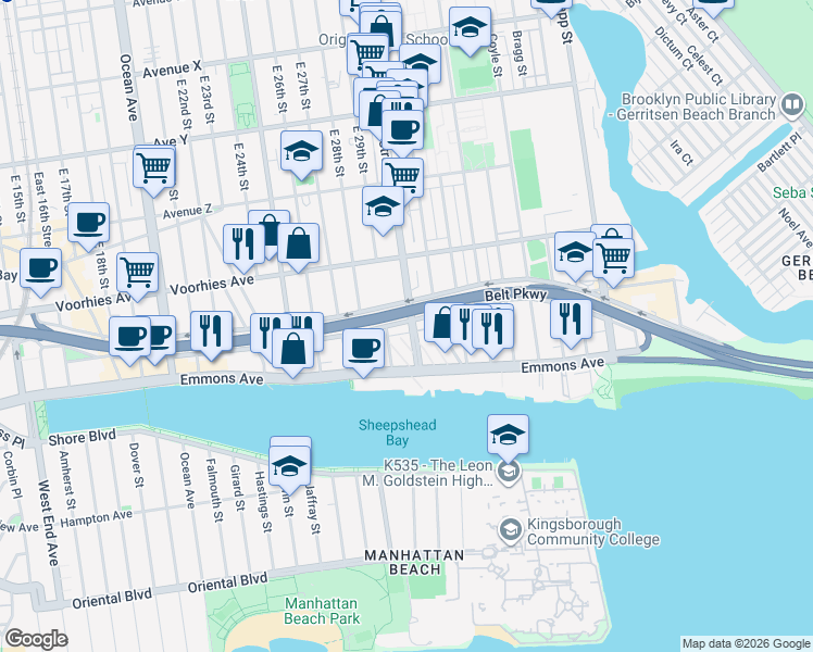 map of restaurants, bars, coffee shops, grocery stores, and more near in Brooklyn