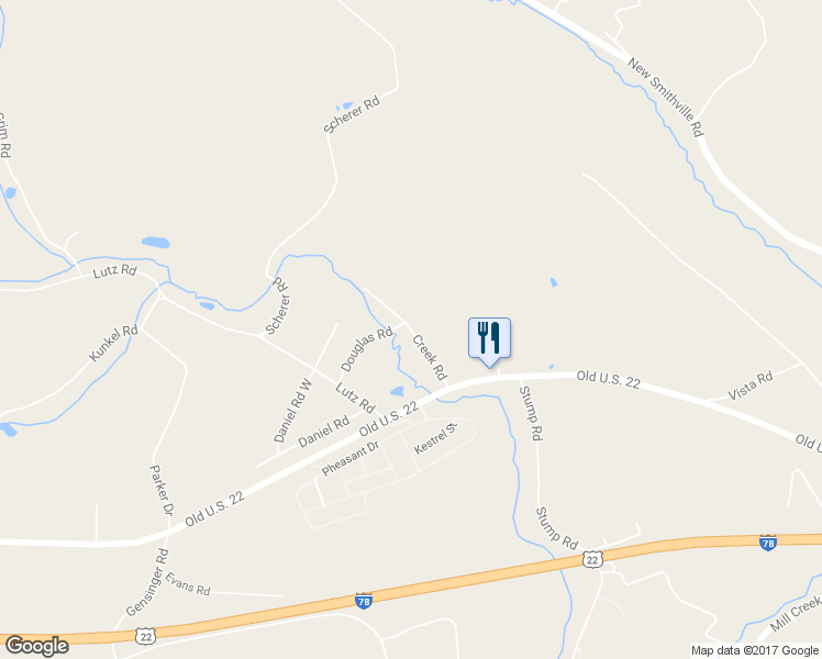 map of restaurants, bars, coffee shops, grocery stores, and more near 176 Creek Road in Kutztown
