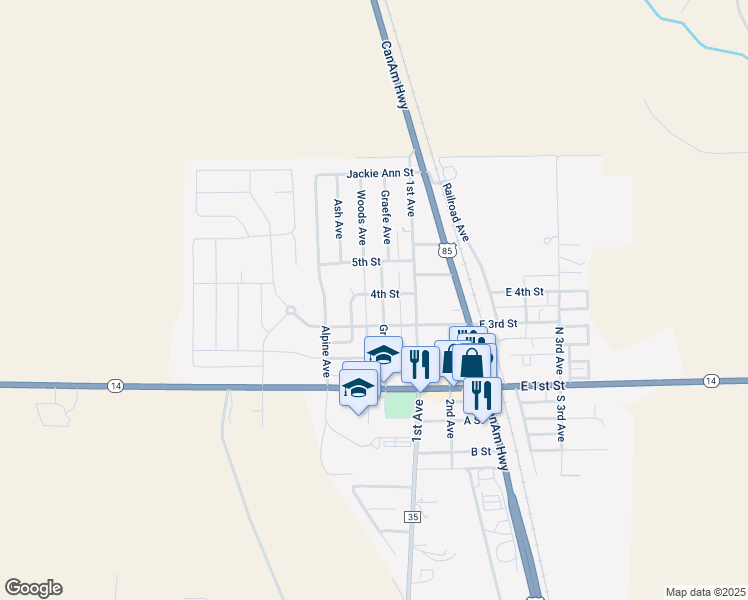 map of restaurants, bars, coffee shops, grocery stores, and more near in Ault