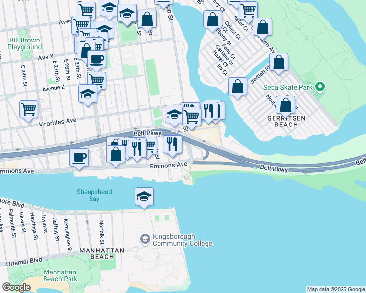map of restaurants, bars, coffee shops, grocery stores, and more near in Brooklyn