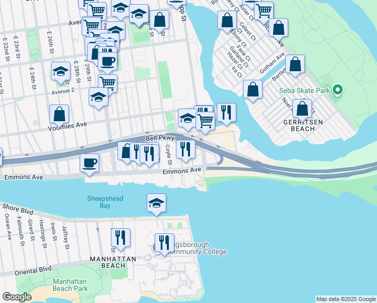 map of restaurants, bars, coffee shops, grocery stores, and more near in Brooklyn