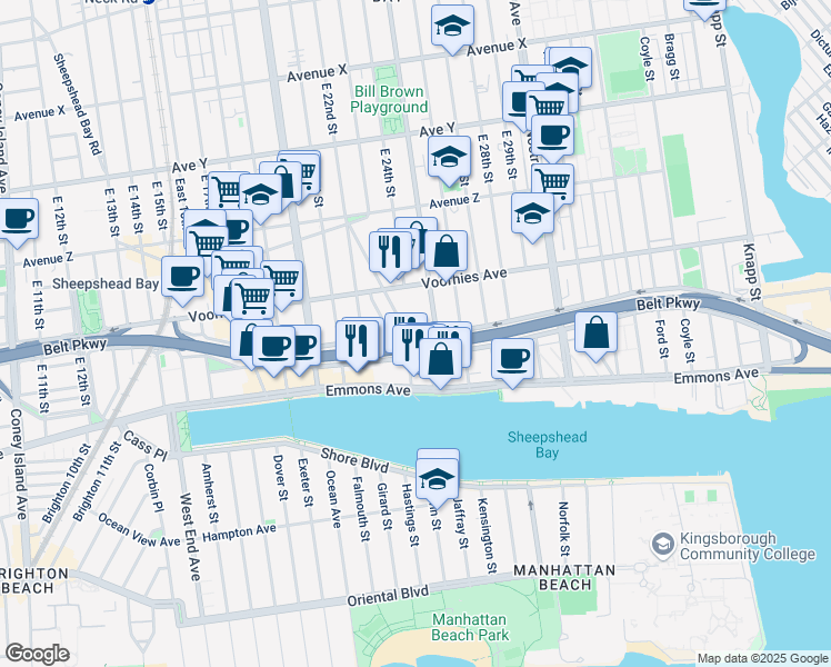 map of restaurants, bars, coffee shops, grocery stores, and more near 4766b Bedford Avenue in Brooklyn