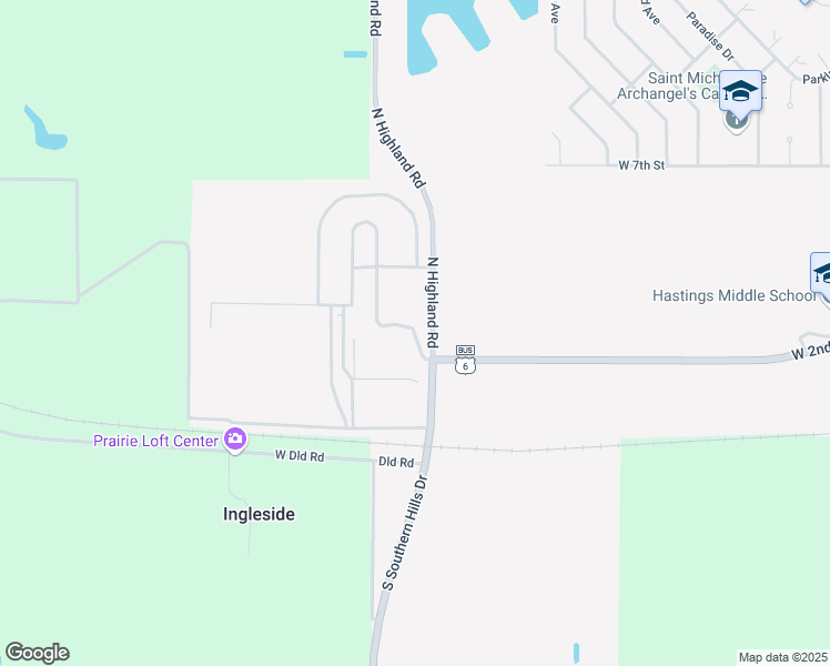 map of restaurants, bars, coffee shops, grocery stores, and more near 4200 West 2nd Street in Hastings