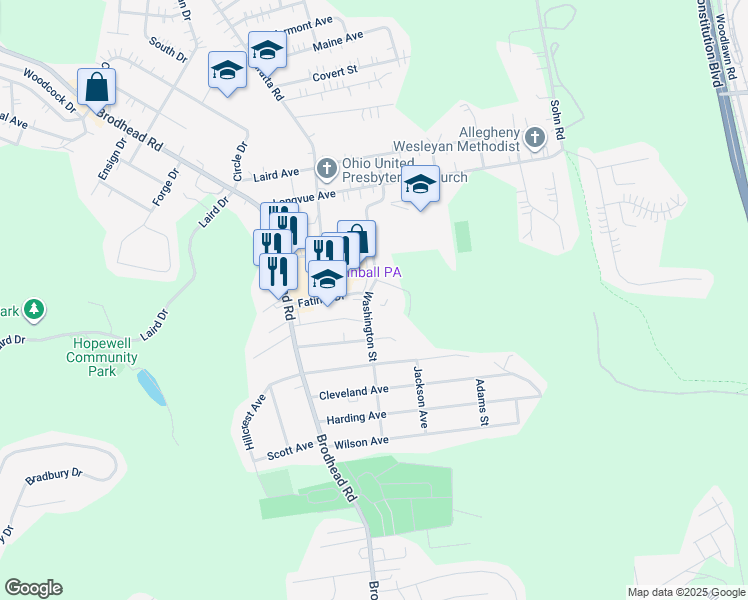 map of restaurants, bars, coffee shops, grocery stores, and more near 3018-3098 Fatima Drive in Aliquippa