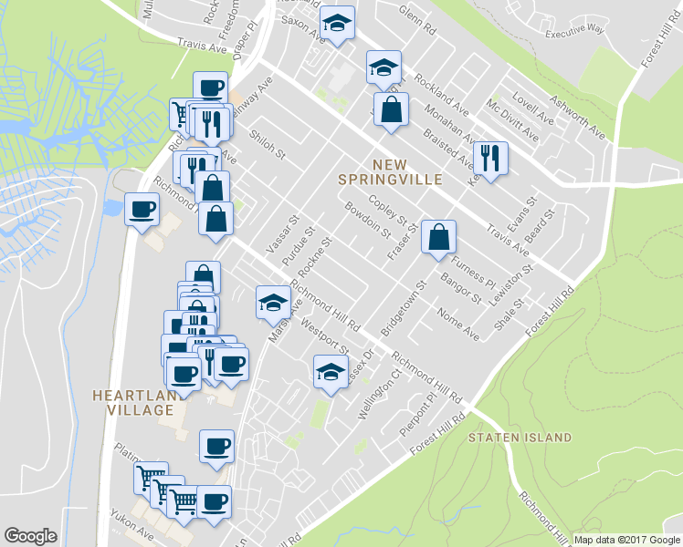 map of restaurants, bars, coffee shops, grocery stores, and more near 30 Elwood Avenue in Staten Island