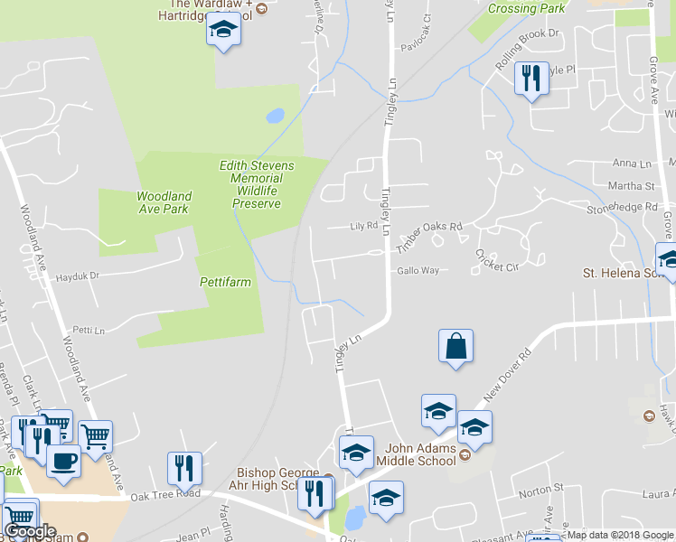 map of restaurants, bars, coffee shops, grocery stores, and more near 3 Cactus Court in Edison