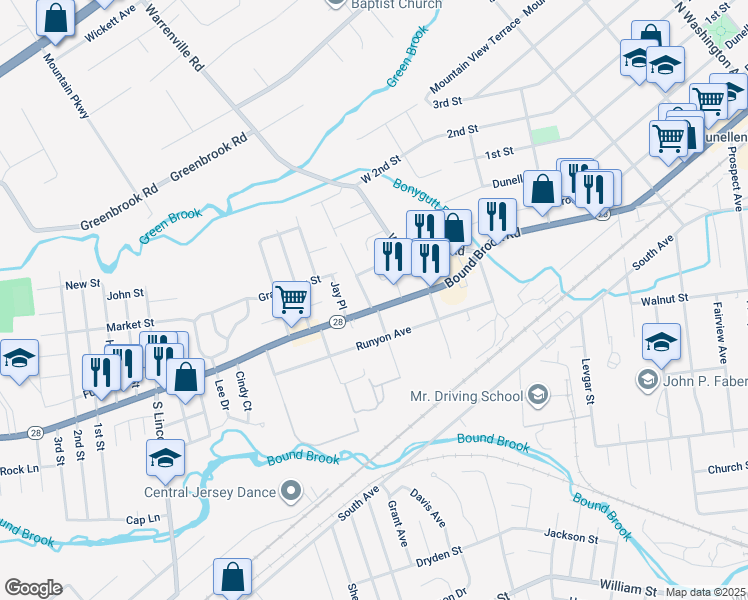 map of restaurants, bars, coffee shops, grocery stores, and more near 108 Vogel Place in Middlesex