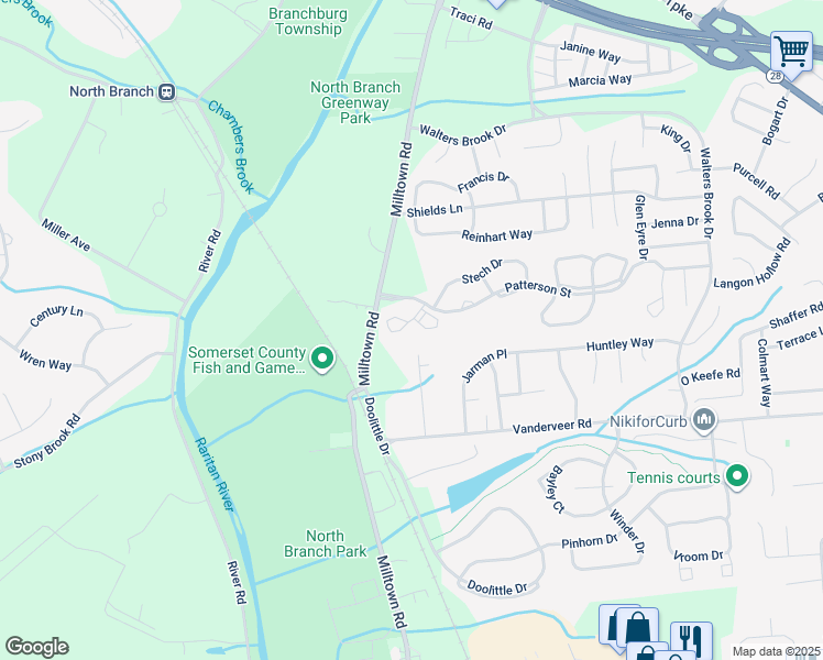 map of restaurants, bars, coffee shops, grocery stores, and more near 508 Dunn Circle in Bridgewater Township