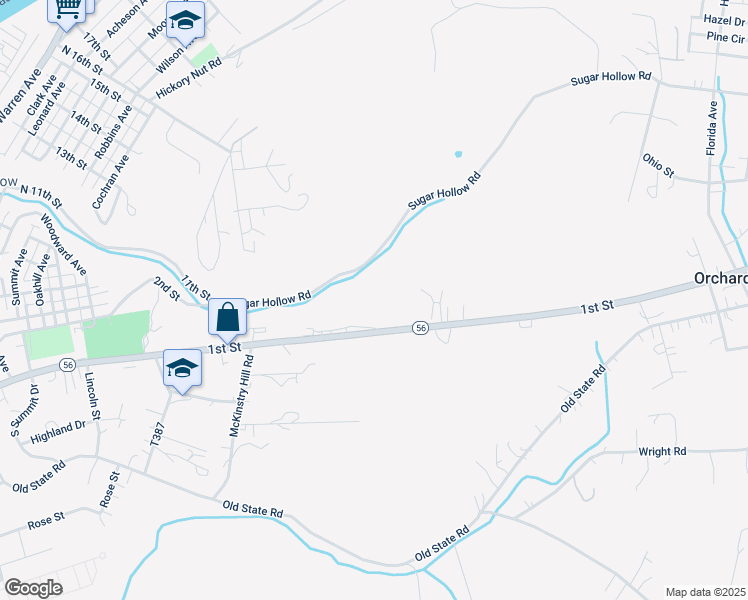 map of restaurants, bars, coffee shops, grocery stores, and more near 960 Sugar Hollow Road in Apollo