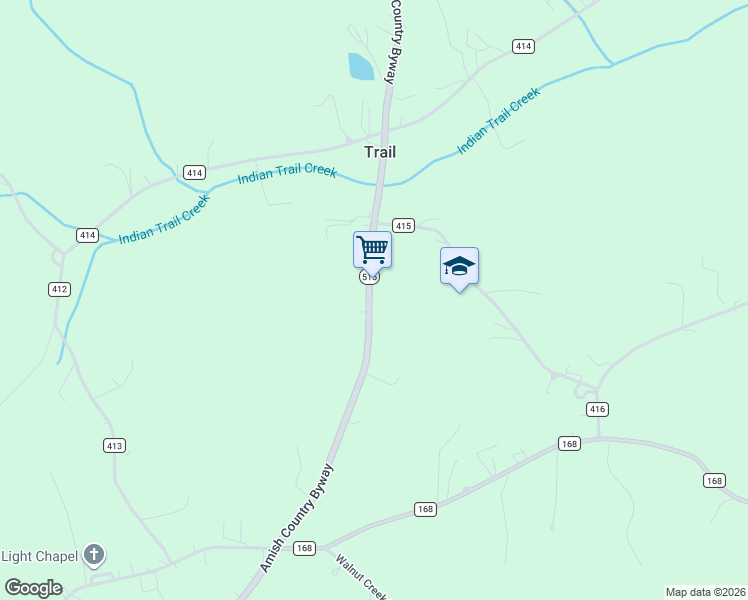 map of restaurants, bars, coffee shops, grocery stores, and more near 6518 Ohio 515 in Millersburg