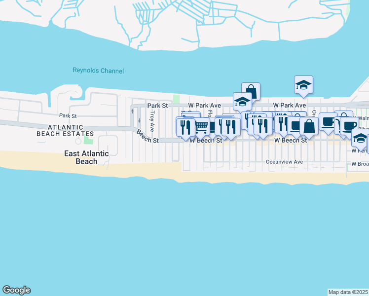 map of restaurants, bars, coffee shops, grocery stores, and more near in Long Beach