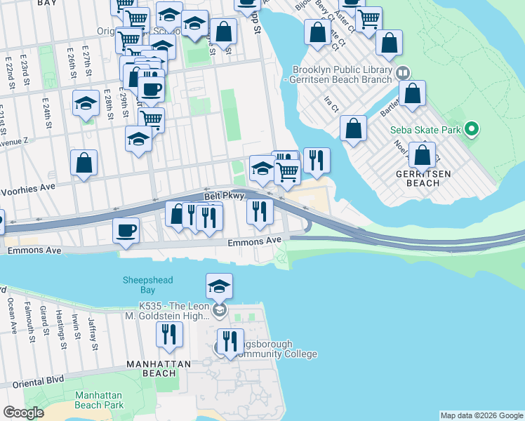 map of restaurants, bars, coffee shops, grocery stores, and more near in Brooklyn