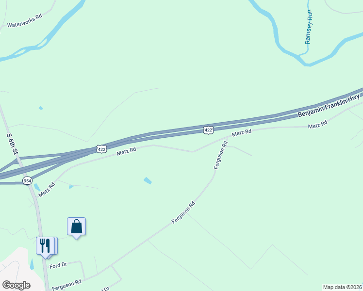 map of restaurants, bars, coffee shops, grocery stores, and more near 751 Metz Road in Indiana