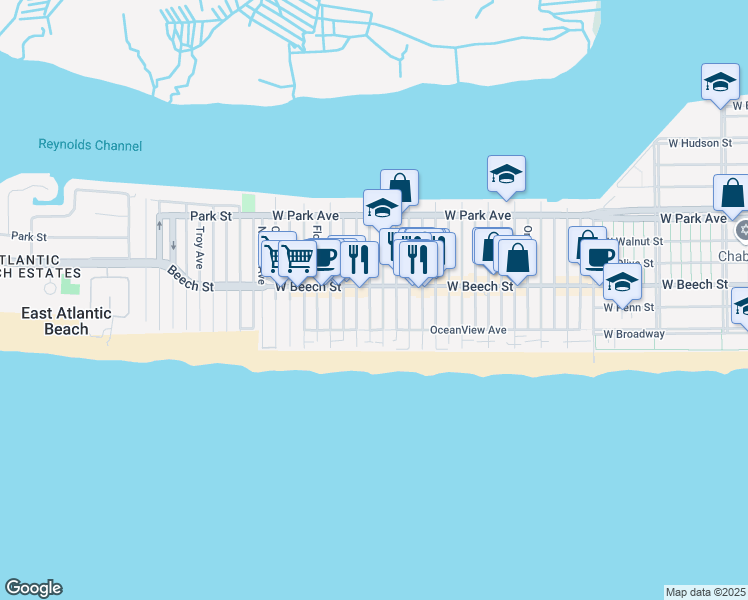 map of restaurants, bars, coffee shops, grocery stores, and more near 46 Louisiana Street in Long Beach