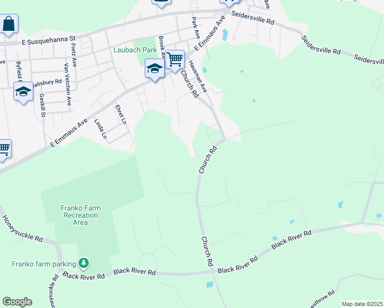 map of restaurants, bars, coffee shops, grocery stores, and more near 1930 Church Road in Bethlehem