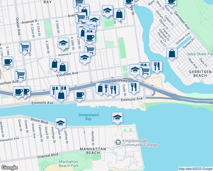 map of restaurants, bars, coffee shops, grocery stores, and more near 2775 Brown Street in Brooklyn