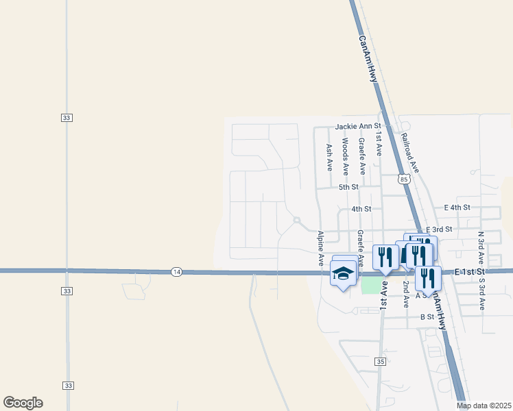 map of restaurants, bars, coffee shops, grocery stores, and more near 400 Cherokee Trail in Ault