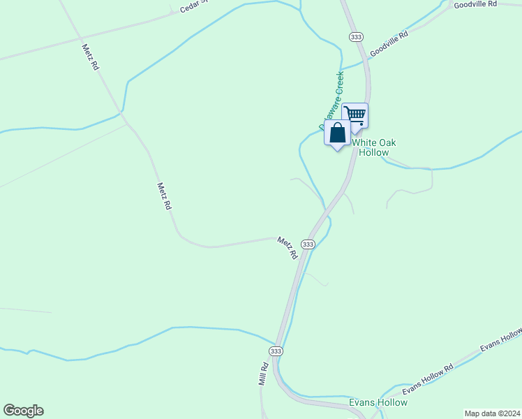 map of restaurants, bars, coffee shops, grocery stores, and more near 179 Metz Road in Thompsontown