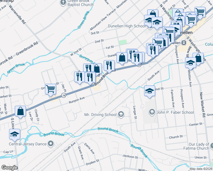 map of restaurants, bars, coffee shops, grocery stores, and more near 139 Smalley Avenue in Middlesex