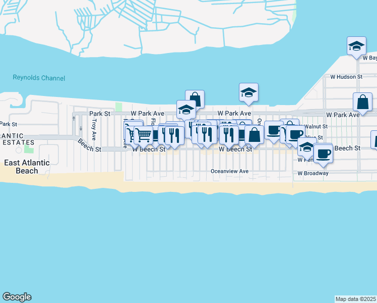 map of restaurants, bars, coffee shops, grocery stores, and more near 46 Louisiana Street in Long Beach