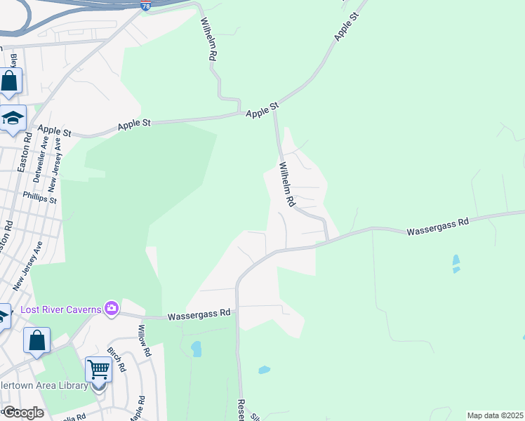 map of restaurants, bars, coffee shops, grocery stores, and more near 2071 Susan Lane in Hellertown