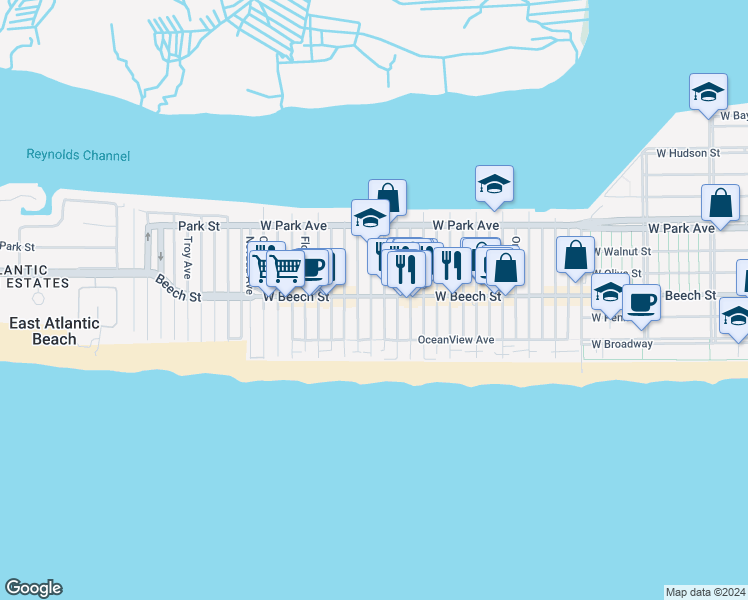 map of restaurants, bars, coffee shops, grocery stores, and more near 46 Louisiana Street in Long Beach