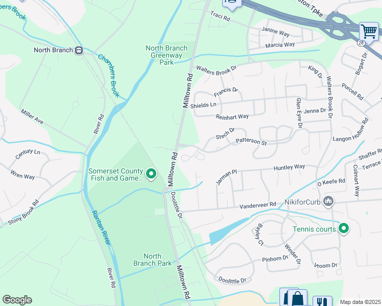 map of restaurants, bars, coffee shops, grocery stores, and more near 304 Strull Court in Bridgewater