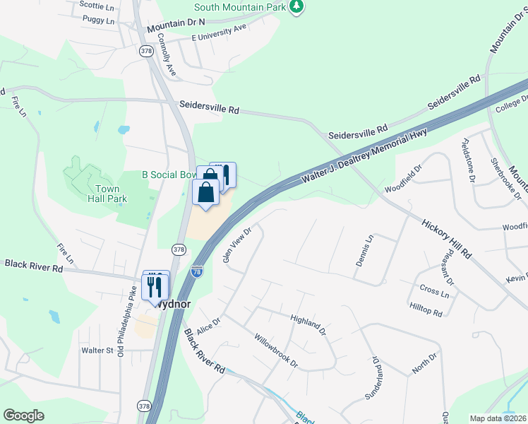 map of restaurants, bars, coffee shops, grocery stores, and more near 2064 Glen View Drive in Bethlehem