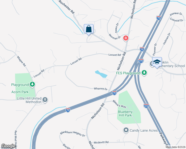 map of restaurants, bars, coffee shops, grocery stores, and more near 2364-2366 Wharrey Drive in Sewickley