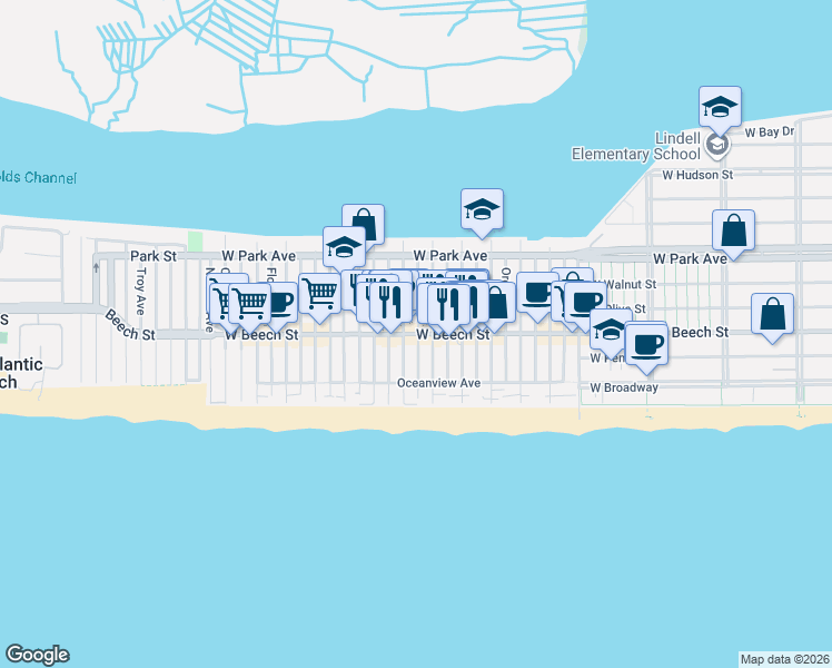 map of restaurants, bars, coffee shops, grocery stores, and more near 946 West Beech Street in Long Beach