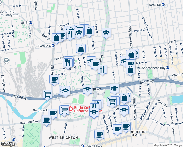 map of restaurants, bars, coffee shops, grocery stores, and more near 9 Murdock Court in Brooklyn
