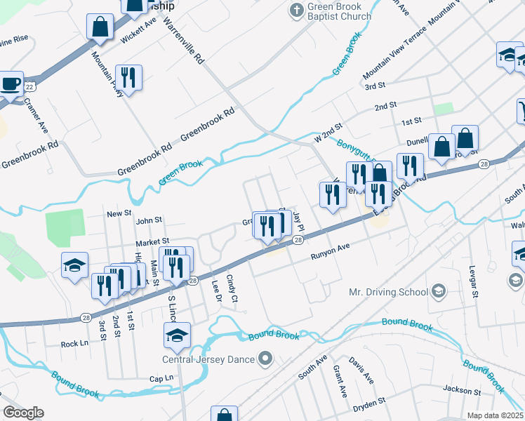 map of restaurants, bars, coffee shops, grocery stores, and more near 146 Stephenson Avenue in Middlesex