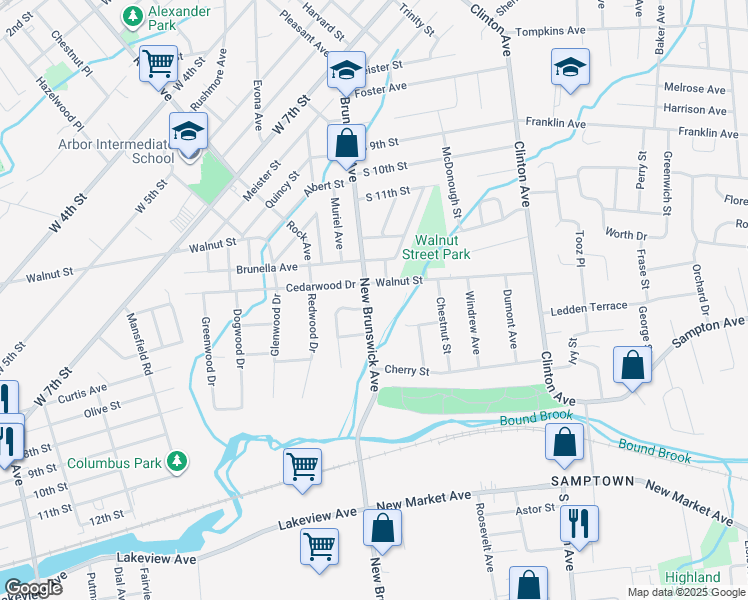 map of restaurants, bars, coffee shops, grocery stores, and more near 1509 New Brunswick Avenue in South Plainfield