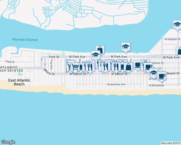 map of restaurants, bars, coffee shops, grocery stores, and more near 46 Louisiana Street in Long Beach