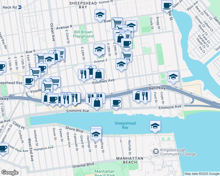 map of restaurants, bars, coffee shops, grocery stores, and more near in Brooklyn